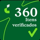 Selo com fundo verde escrito 360 itens verificados e logo da Localiza.