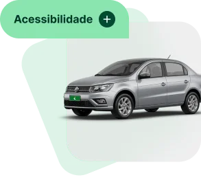 Carro Voyage cinza com tag verde na esquerda superior 'Acessibilidade'.